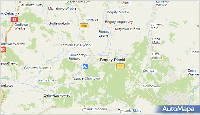 mapa Boguty-Pianki, Boguty-Pianki na mapie Targeo