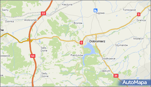 mapa Bronówek gmina Dobromierz, Bronówek gmina Dobromierz na mapie Targeo