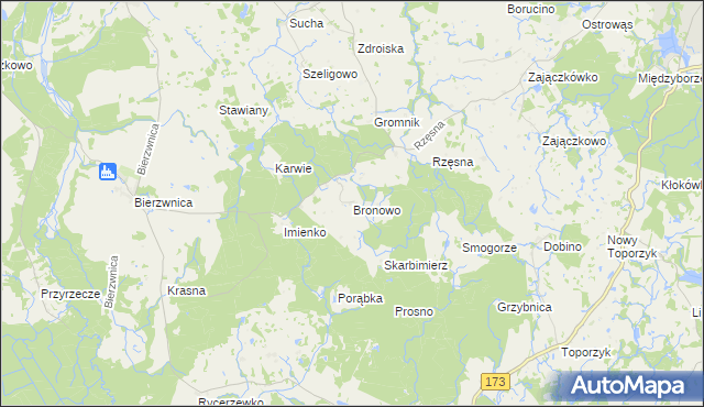 mapa Bronowo gmina Połczyn-Zdrój, Bronowo gmina Połczyn-Zdrój na mapie Targeo