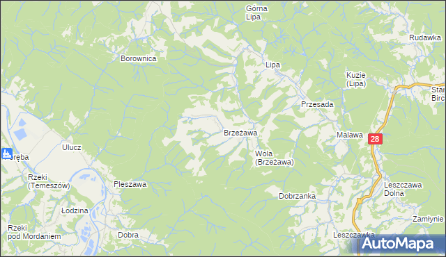 mapa Brzeżawa, Brzeżawa na mapie Targeo