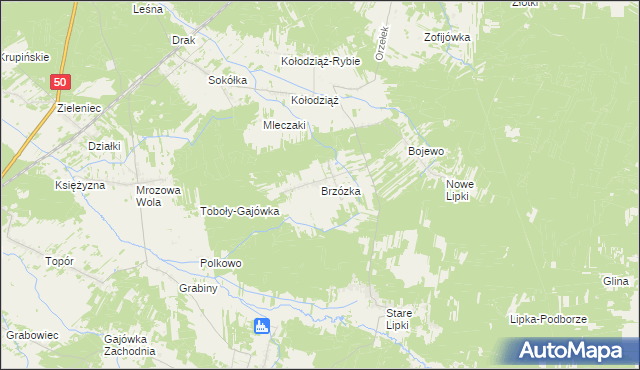 mapa Brzózka gmina Stoczek, Brzózka gmina Stoczek na mapie Targeo