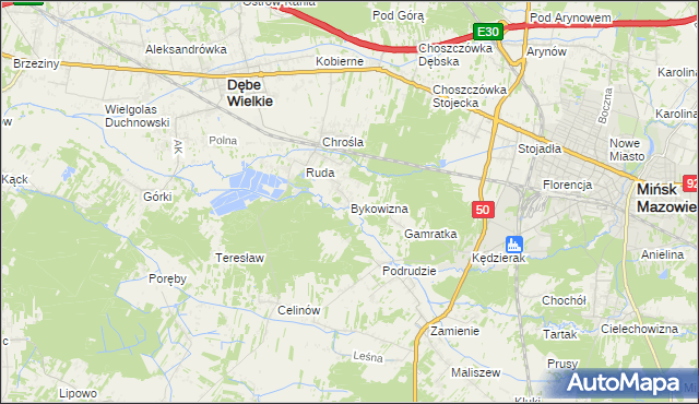 mapa Bykowizna, Bykowizna na mapie Targeo