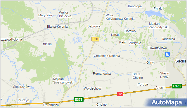 mapa Chojeniec-Kolonia, Chojeniec-Kolonia na mapie Targeo