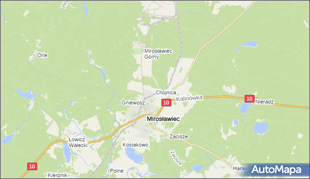 mapa Chojnica gmina Mirosławiec, Chojnica gmina Mirosławiec na mapie Targeo