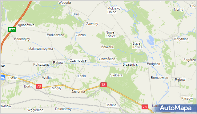 mapa Chwaścice, Chwaścice na mapie Targeo