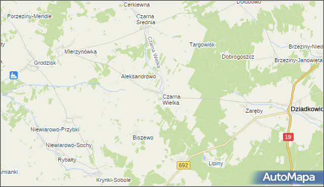 mapa Czarna Wielka, Czarna Wielka na mapie Targeo