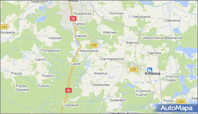 mapa Czarnogoździce, Czarnogoździce na mapie Targeo