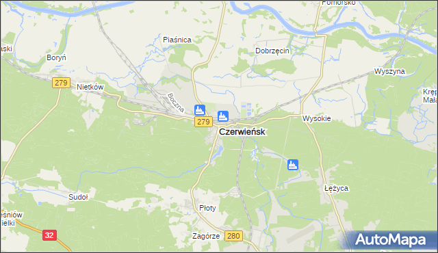 mapa Czerwieńsk, Czerwieńsk na mapie Targeo