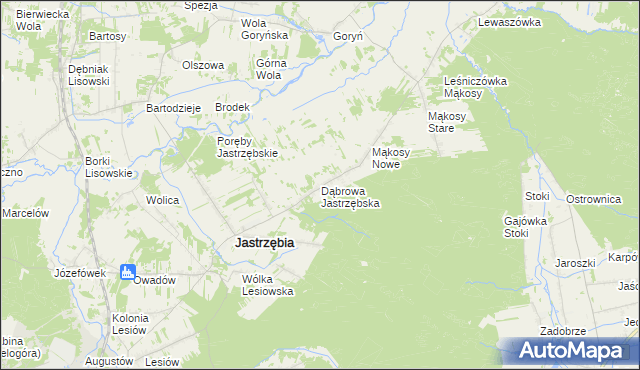 mapa Dąbrowa Jastrzębska, Dąbrowa Jastrzębska na mapie Targeo