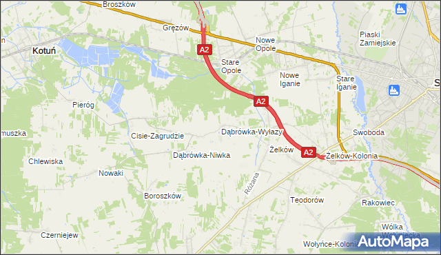 mapa Dąbrówka-Wyłazy, Dąbrówka-Wyłazy na mapie Targeo