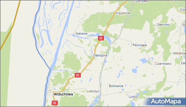 mapa Dębogóra gmina Widuchowa, Dębogóra gmina Widuchowa na mapie Targeo