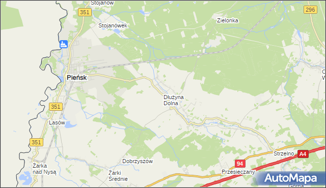 mapa Dłużyna Dolna, Dłużyna Dolna na mapie Targeo