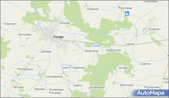 mapa Dzięczyna, Dzięczyna na mapie Targeo