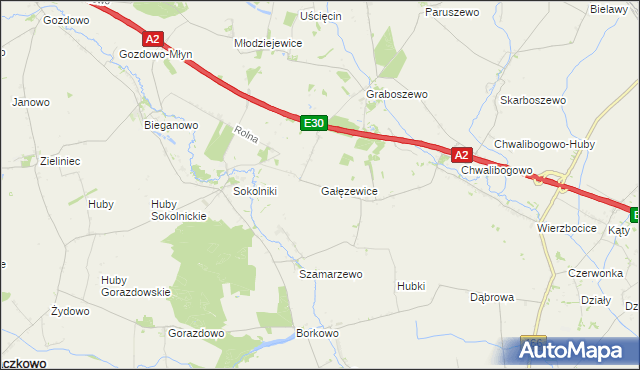 mapa Gałęzewice, Gałęzewice na mapie Targeo