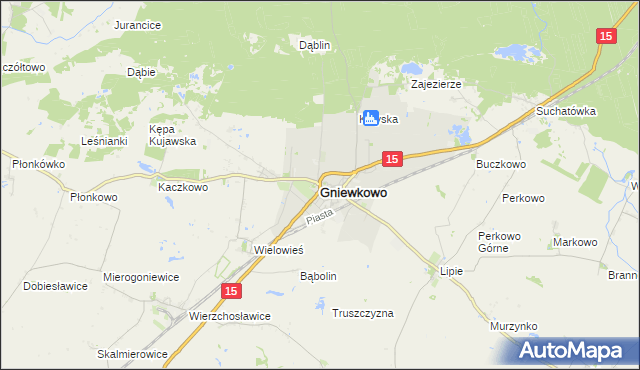 mapa Gniewkowo powiat inowrocławski, Gniewkowo powiat inowrocławski na mapie Targeo