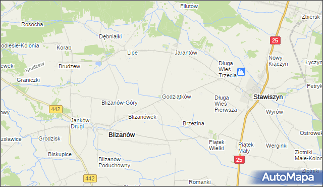 mapa Godziątków, Godziątków na mapie Targeo