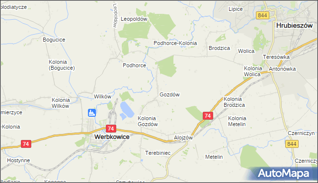 mapa Gozdów gmina Werbkowice, Gozdów gmina Werbkowice na mapie Targeo