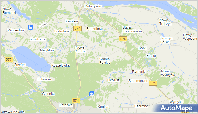 mapa Grabie Polskie, Grabie Polskie na mapie Targeo