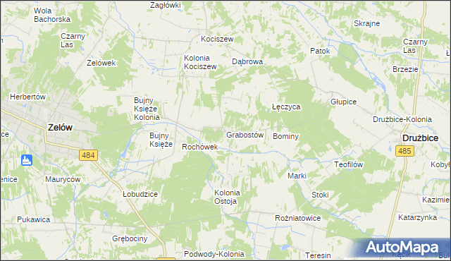 mapa Grabostów gmina Zelów, Grabostów gmina Zelów na mapie Targeo