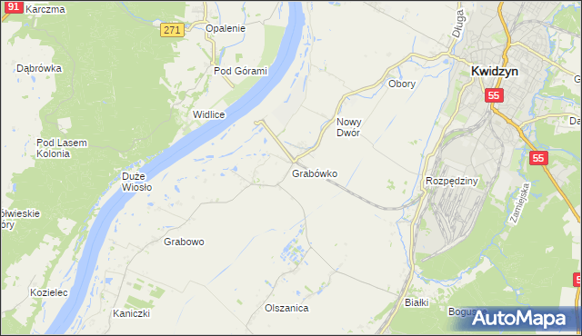 mapa Grabówko gmina Kwidzyn, Grabówko gmina Kwidzyn na mapie Targeo