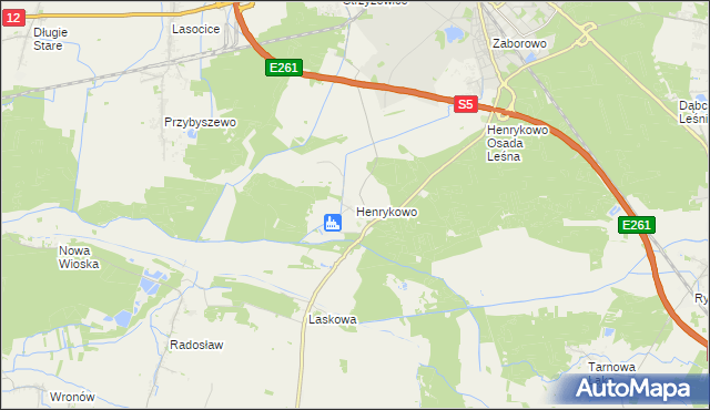 mapa Henrykowo gmina Święciechowa, Henrykowo gmina Święciechowa na mapie Targeo