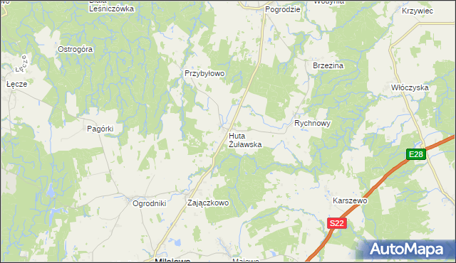 mapa Huta Żuławska, Huta Żuławska na mapie Targeo