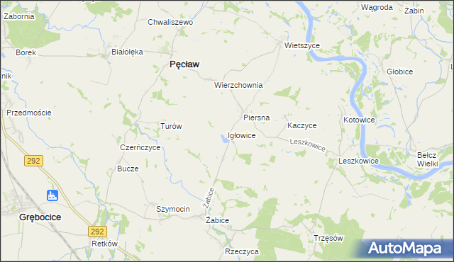 mapa Igłowice gmina Pęcław, Igłowice gmina Pęcław na mapie Targeo