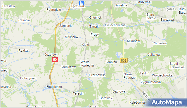 mapa Iłówiec gmina Mińsk Mazowiecki, Iłówiec gmina Mińsk Mazowiecki na mapie Targeo