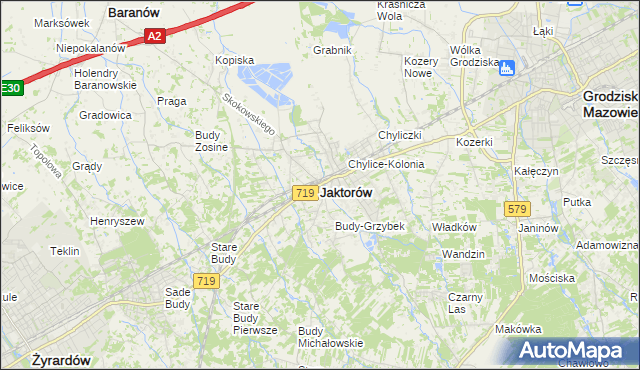 mapa Jaktorów, Jaktorów na mapie Targeo