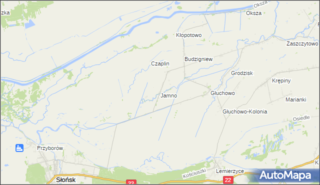 mapa Jamno gmina Słońsk, Jamno gmina Słońsk na mapie Targeo