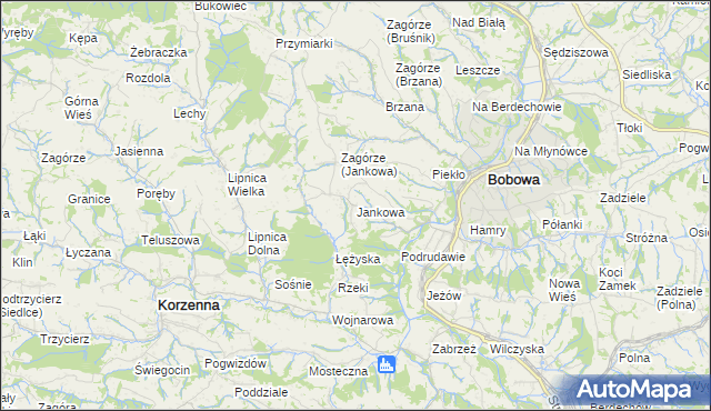 mapa Jankowa gmina Bobowa, Jankowa gmina Bobowa na mapie Targeo