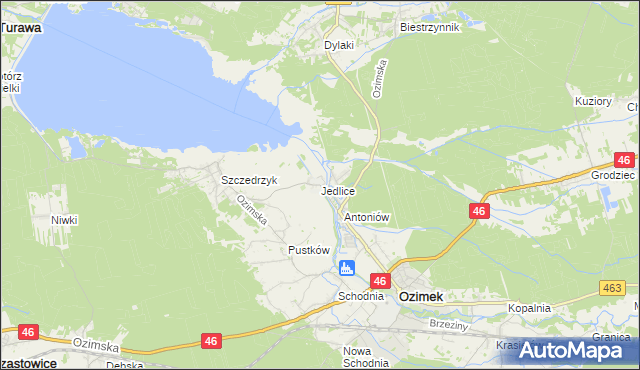 mapa Jedlice gmina Ozimek, Jedlice gmina Ozimek na mapie Targeo