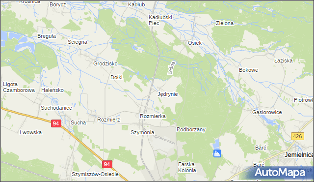 mapa Jędrynie, Jędrynie na mapie Targeo