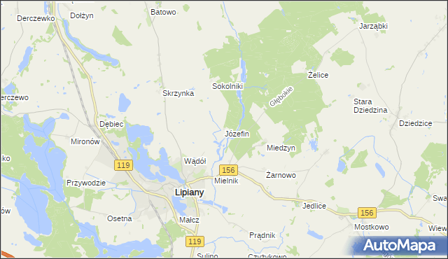 mapa Józefin gmina Lipiany, Józefin gmina Lipiany na mapie Targeo