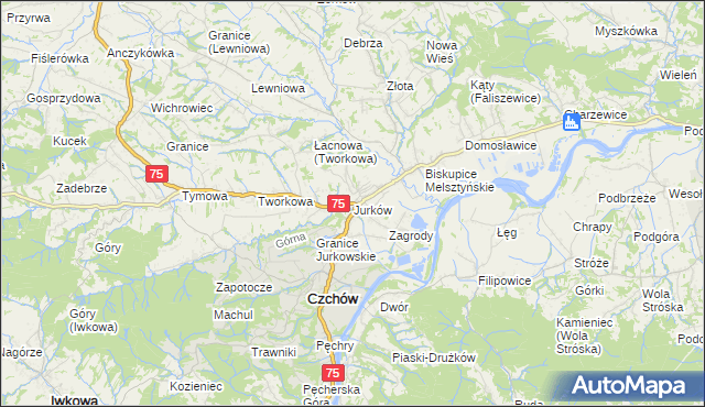 mapa Jurków gmina Czchów, Jurków gmina Czchów na mapie Targeo