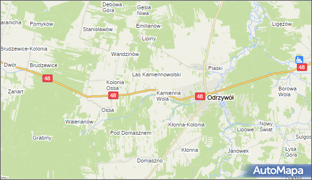 mapa Kamienna Wola gmina Odrzywół, Kamienna Wola gmina Odrzywół na mapie Targeo