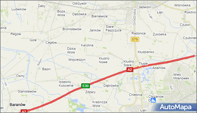 mapa Kłudno Nowe, Kłudno Nowe na mapie Targeo