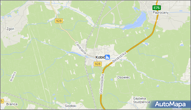 mapa Kobiór, Kobiór na mapie Targeo