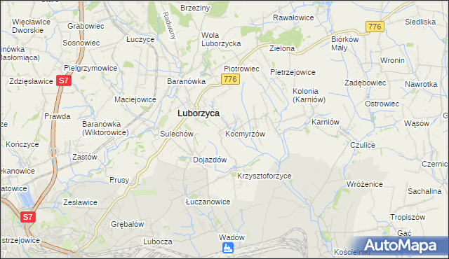 mapa Kocmyrzów, Kocmyrzów na mapie Targeo