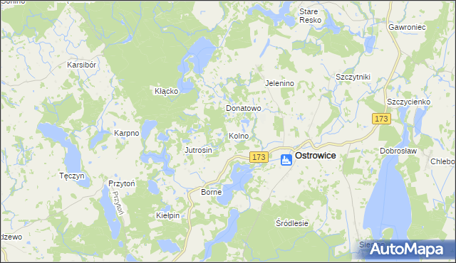 mapa Kolno gmina Ostrowice, Kolno gmina Ostrowice na mapie Targeo