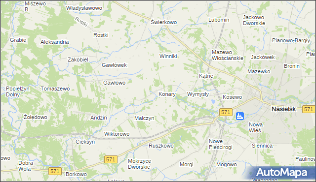 mapa Konary gmina Nasielsk, Konary gmina Nasielsk na mapie Targeo