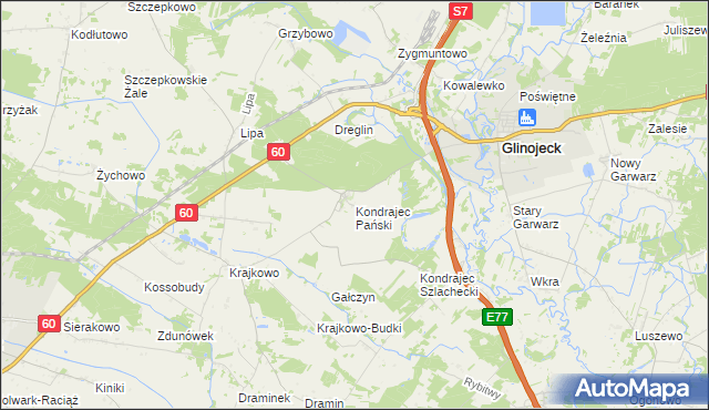 mapa Kondrajec Pański, Kondrajec Pański na mapie Targeo