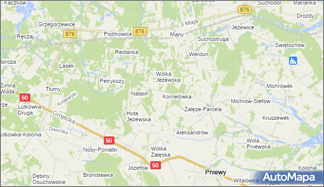 mapa Kornelówka gmina Pniewy, Kornelówka gmina Pniewy na mapie Targeo