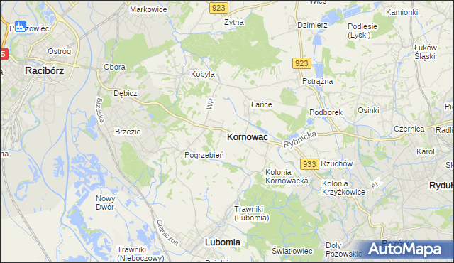 mapa Kornowac, Kornowac na mapie Targeo