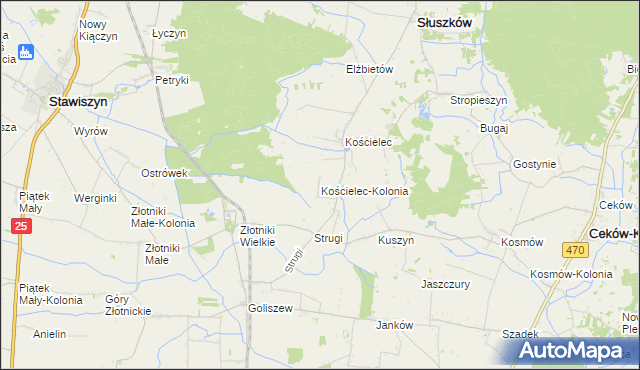 mapa Kościelec-Kolonia, Kościelec-Kolonia na mapie Targeo