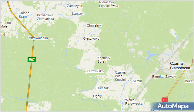 mapa Kosmaty Borek, Kosmaty Borek na mapie Targeo