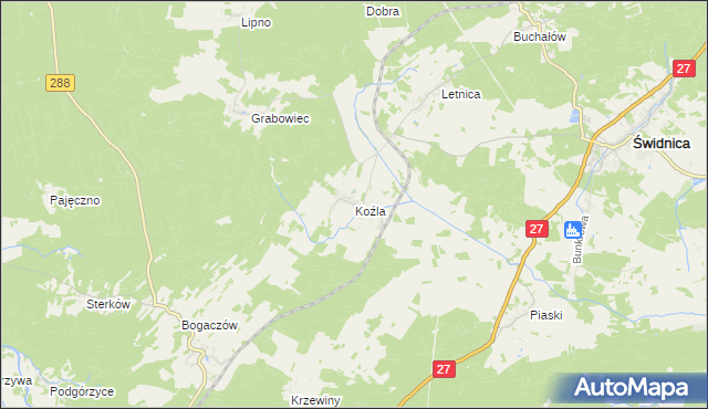 mapa Koźla, Koźla na mapie Targeo