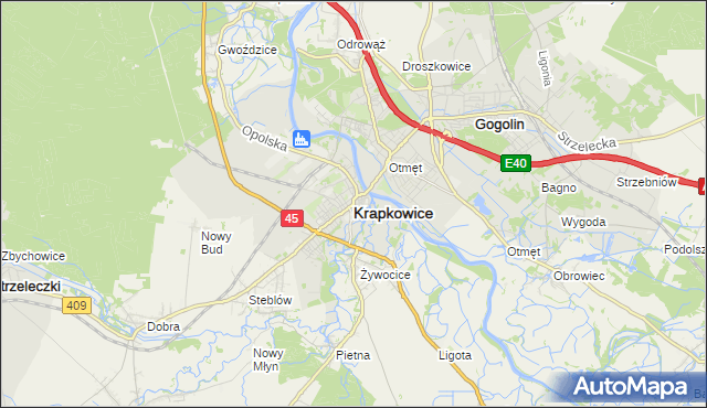 mapa Krapkowice, Krapkowice na mapie Targeo