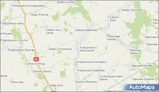 mapa Krzeczkowo Mianowskie, Krzeczkowo Mianowskie na mapie Targeo