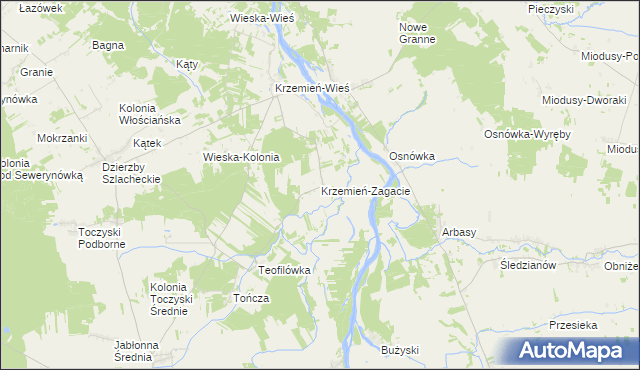 mapa Krzemień-Zagacie, Krzemień-Zagacie na mapie Targeo